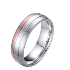  Férfi jegygyűrű, karikagyűrű, rozsdamentes acél, ezüst/rózsaszín, 9-es méret gyűrű