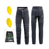  Férfi motoros farmer W-TEC Biterillo Evo, sztreccs panelek, rugalmas anyag, hálós bélés, aramidszál erősítés fekete 3XL, meghosszabbított hossz