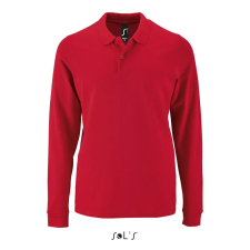  Férfi PERFECT hosszú ujjú galléros piké póló, SOLS SO02087, Red-XL férfi póló