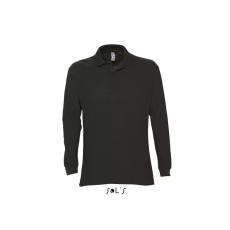  Férfi STAR hosszú ujjú galléros pamut póló, SOLS SO11328, Black-S