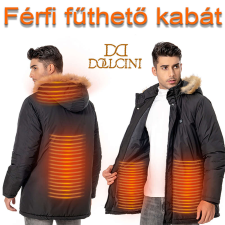 FÉRFI VÍZÁLLÓ FŰTHETŐ KAPUCNIS KABÁT 9 SZÉNSZÁLAS FŰTŐELEMMEL XXL méret férfi kabát, dzseki