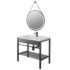  Feridras fekete fürdőszobai bútor szett LED tükörrel fürdőszoba bútor