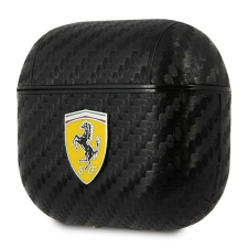 Ferrari Airpods 3 fekete carbon mintás szilikon tok fülhallgató, fejhallgató tok