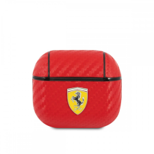 Ferrari Airpods 3 piros carbon mintás szilikon tok fülhallgató, fejhallgató tok