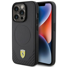 Ferrari Carbon fém logós MagSafe tok iPhone 15 Pro készülékhez - fekete tok és táska