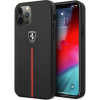 Ferrari FEOMSHCP12LBK iPhone 12 Pro Max Fekete Off Track Bőr Nylon Csíkos Keménytok (3700740479377)