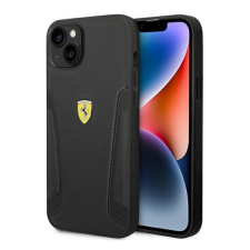 Ferrari Leather Stamp Sides Apple iPhone 14 Plus bőr hátlap tok, fekete tok és táska