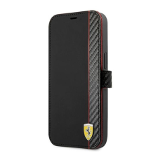 Ferrari On Track Apple iPhone 13 mini karbon flip tok, fekete tok és táska