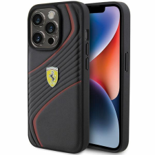 Ferrari Twist fém logós tok iPhone 15 Pro készülékhez - fekete tok és táska