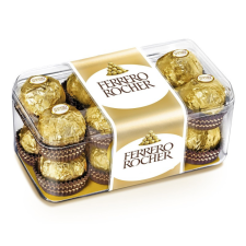  Ferrero Rocher tejcsokoládéval és mogyoródarabkákkal borított ropogós ostya lágy töltelékkel 200 g csokoládé és édesség