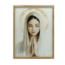 FESTMÉNY VÁSZONRA IMÁDÓ RÓZSAFÜZÉRRE 40X50 CM FEKETE KERET grafika, keretezett kép