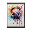  FESTMÉNY VÁSZONRA SZÍNES ZENE FEJHALLGATÓ Akvarell KERET NÉLKÜL 50x70