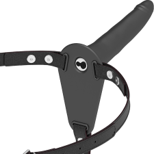 FETISH SUBMISSIVE HARNESS FETISH SUBMISSIVE HAFELCSATOLHATÓS - FEKETE SZILIKON VIBRÁTOR 15 CM vibrátorok