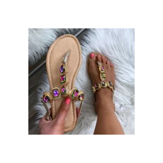 FF Lux Shoes Crystal Shine - köves, arany díszítéses szandál  Méret: 38 (SL-002-GOLD-38)