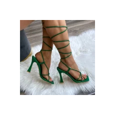 FF Lux Shoes Emerald Lace - fűzős, magas sarkú szandál  Méret: 39 (YES-3918-93-GREEN-39)