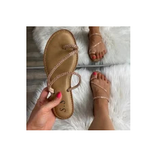 FF Lux Shoes Linéa Charm - strasszos, spirálpántos papucs  Szín: rosegold, Méret: 41 női papucs