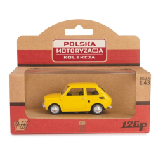  Fiat 126p sárga modellautó 1:43 autópálya és játékautó