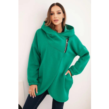 FiatalDivat Bélelt kapucnis pulóver aszimmetrikus cipzárral, 7765-ös modell, zöld női pulóver, kardigán