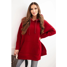FiatalDivat Bélelt pulóver hasítékokkal és kenguruzsebbel, 9319 bordó modell
