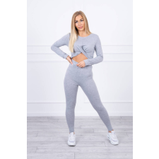 FiatalDivat Blúz és leggings nadrágból álló crop-top szett modell 9329 szűrke blúz