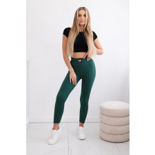 FiatalDivat Bordás anyagból készült leggings magas üléssel, 9440 sötétzöld modell női nadrág
