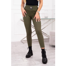 FiatalDivat Bordás anyagú leggings, magas üléssel, 9440-es modell, khaki színű női nadrág