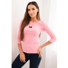 FiatalDivat Bordázott blúz háromnegyedes ujjakkal és rátéttel 64672 élénk rózsaszín