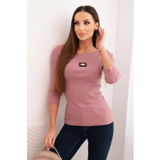 FiatalDivat Bordázott blúz háromnegyedes ujjakkal és rátéttel 64672 ódon rózsaszín blúz