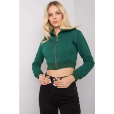 FiatalDivat Crop top pulóver Ann sötétzöld cipzárral