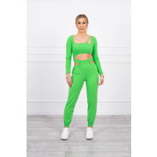 FiatalDivat Crop-top tréningruha szett kivágásokkal 9344-es modell neonzöld női edzőruha