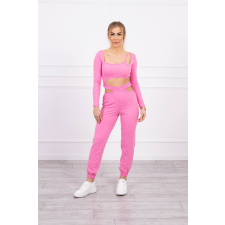 FiatalDivat Crop-top tréningruha szett kivágásokkal, 9344-es modell világos rózsaszín női edzőruha