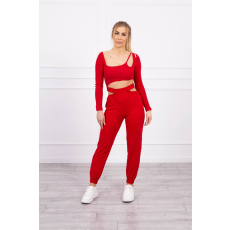 FiatalDivat Crop-top tréningruha szett kivágásokkal 9344 piros