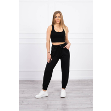 FiatalDivat Crop-top tréningruha szett pánttal 9334 fekete női edzőruha