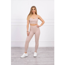 FiatalDivat Crop-top tréningruha szett pánttal, modell 9355 bézs női edzőruha
