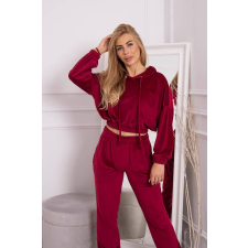 FiatalDivat Crop-top velúr tréningruha kapucnival 9372 bordó női edzőruha