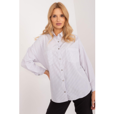 FiatalDivat Csíkos oversize ing gombokkal, 01225-ös modell, fehér+szürke blúz