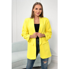 FiatalDivat Elegáns kabát fodros ujjakkal, modell 9709 sárga női dzseki, kabát