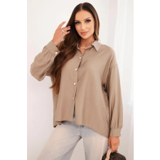 FiatalDivat Elegáns viszkóz ing díszgombokkal, 25551-es modell, fango színben blúz