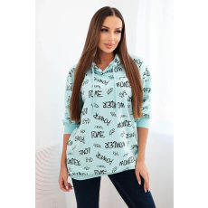 FiatalDivat Feliratos kapucnis pulóver 67962 mentazöld modell