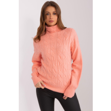 FiatalDivat Garbós nyakú pulóver fonott mintával, 40197-es modell, barack színű női pulóver, kardigán