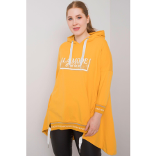FiatalDivat Hosszabbított pulóver La Mode mustard felirattal női pulóver, kardigán