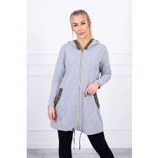 FiatalDivat Hosszabbított szabadidő felső díszszegéllyel modell 9320 szűrke női pulóver, kardigán