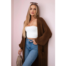 FiatalDivat Hosszú kardigán pulóver modell IT-8 sötétbarna