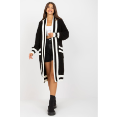 FiatalDivat Hosszú kardigán pulóver zsebekkel, 29106-os modell, fekete