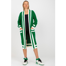 FiatalDivat Hosszú kardigán pulóver zsebekkel, 29106-os modell, zöld női pulóver, kardigán