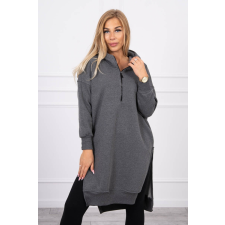 FiatalDivat Hosszú meleg szabadidő felső kapucnival és rojtokkal modell 9301 grafit szín női pulóver, kardigán