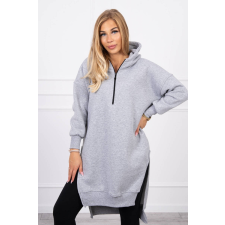 FiatalDivat Hosszú meleg szabadidő felső kapucnival és rojtokkal modell 9301 szűrke női pulóver, kardigán