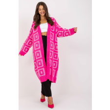 FiatalDivat Hosszú mintás kardigán pulóver modell 29608 neon rózsaszín női pulóver, kardigán