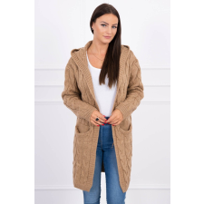 FiatalDivat Kardigán szvetter kapucnival és zsebekkel modell 2019-24 camel szín női pulóver, kardigán