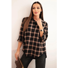 FiatalDivat Kockás flanel ing A35 modell fekete női pulóver, kardigán